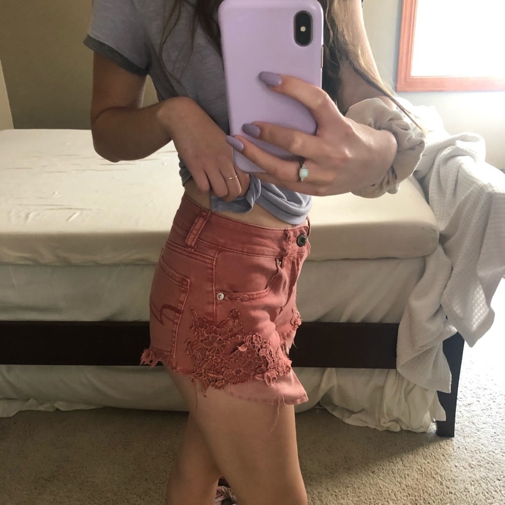 american eagle lace detail shorts